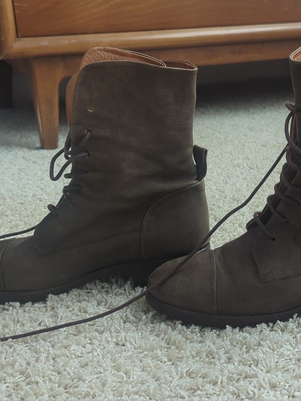 Pep Monjo Women's Lace-Up Grey Leather Ankle Boots